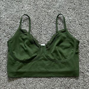 Green Lace Trim Bralette